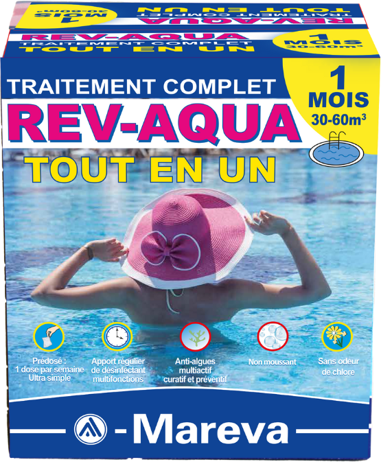 Traitement complet Mareva Rev-Aqua 1 mois - piscine 30-60 m3 (Revaqua)
