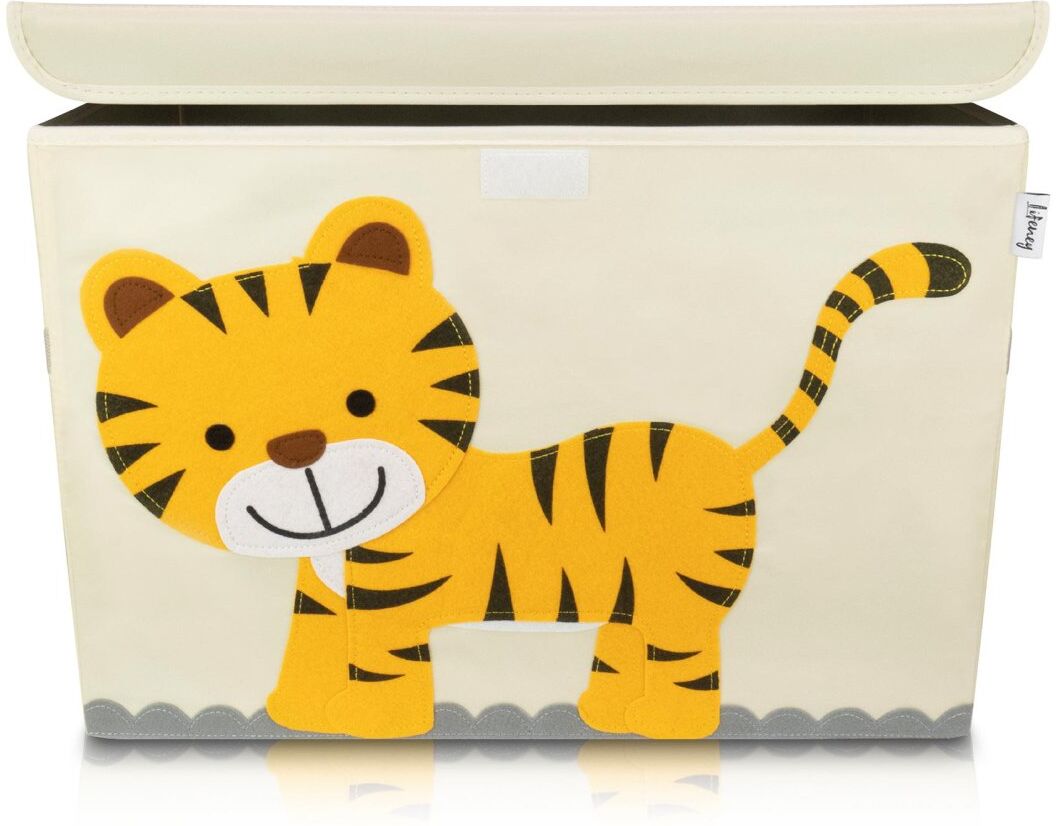 Lifeney Aufbewahrungsbox mit Deckel, Tiger, beige, groß, 51x36x36cm