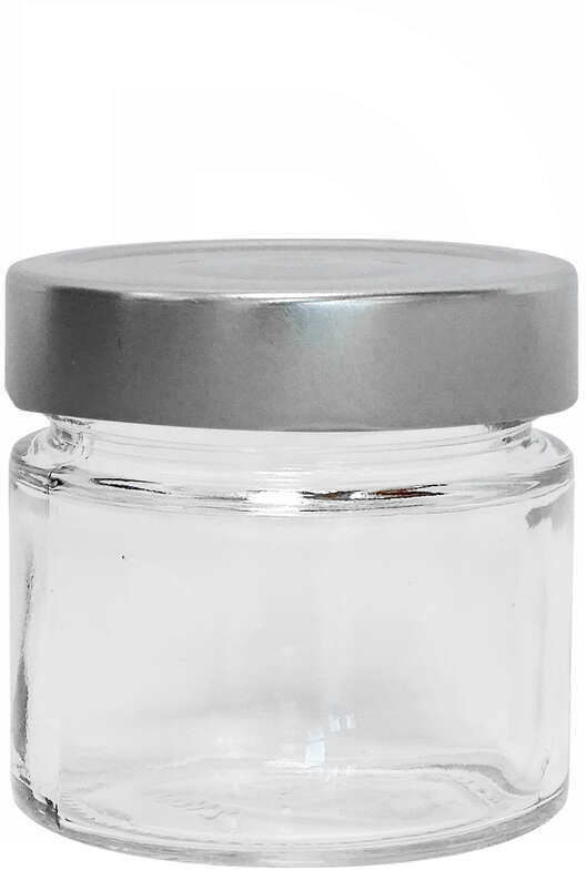 Polsinelli Vasetto in vetro ERGO 156 mL con tappo flip alto argento (24