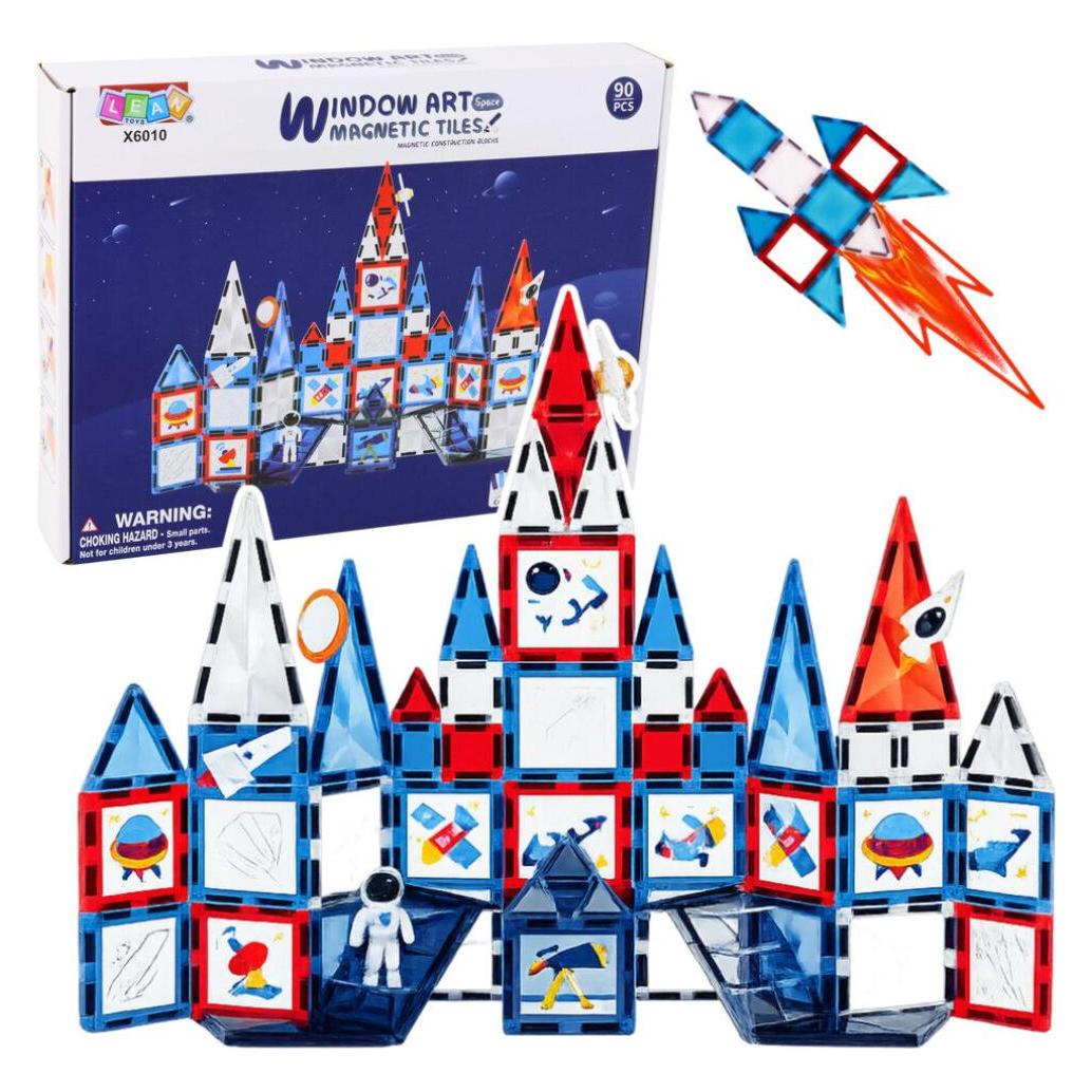 Lean Toys Magnetische Weltraumfenster-Bausteine, 90 Stk. (66583836)