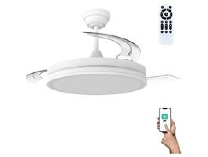 Miso Evo Ventilateur LED pales pliables 72 W avec mémoire dallumage APP télécommande CCT 3000-4000-6000 K intensité réglable