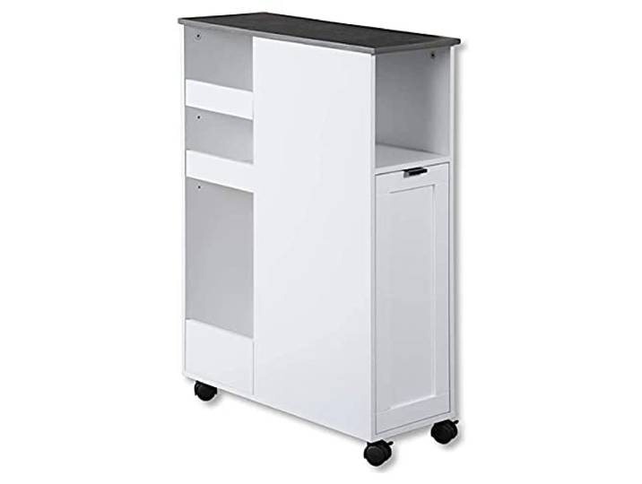 Kesper Nischenregal mit Mülleimer & Rollen, Weiß 2485013