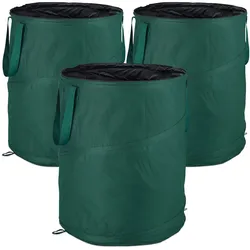 Relaxdays Laubsack selbstaufstellend, 3er-Set, Gartenabfallsack Pop-Up, 160 L, Gartensack selbststehend, ∅: 55 cm, grün