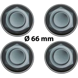 4 x Ø 66 mm Polymere Aufkleber / Radmutter-Optik / Nabenkappen, Felgendeckel