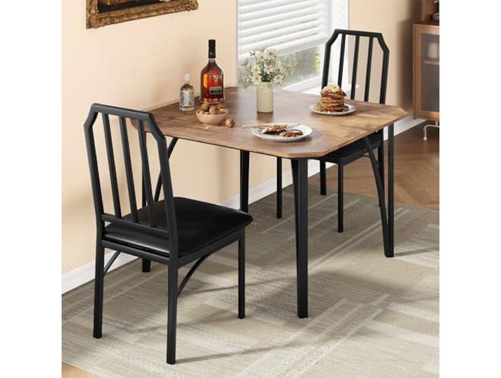 GarveeMore Esstisch Set Vintage MDF mit 2 Stühlen Esstisch-Set mit Tisch und 2 Stühlen in Vintage-Optik – kompakte Essgruppe für Küche und Esszimmer.
