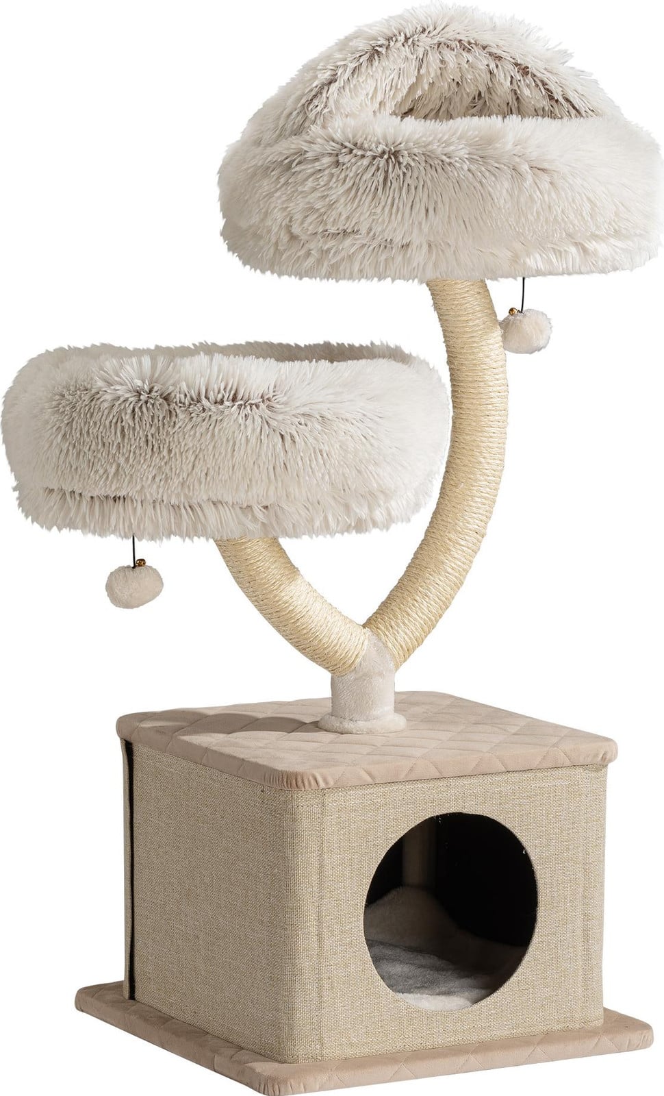 Fudajo Kraboom met takkenstructuur, kattenhuis en pluche, 95 cm