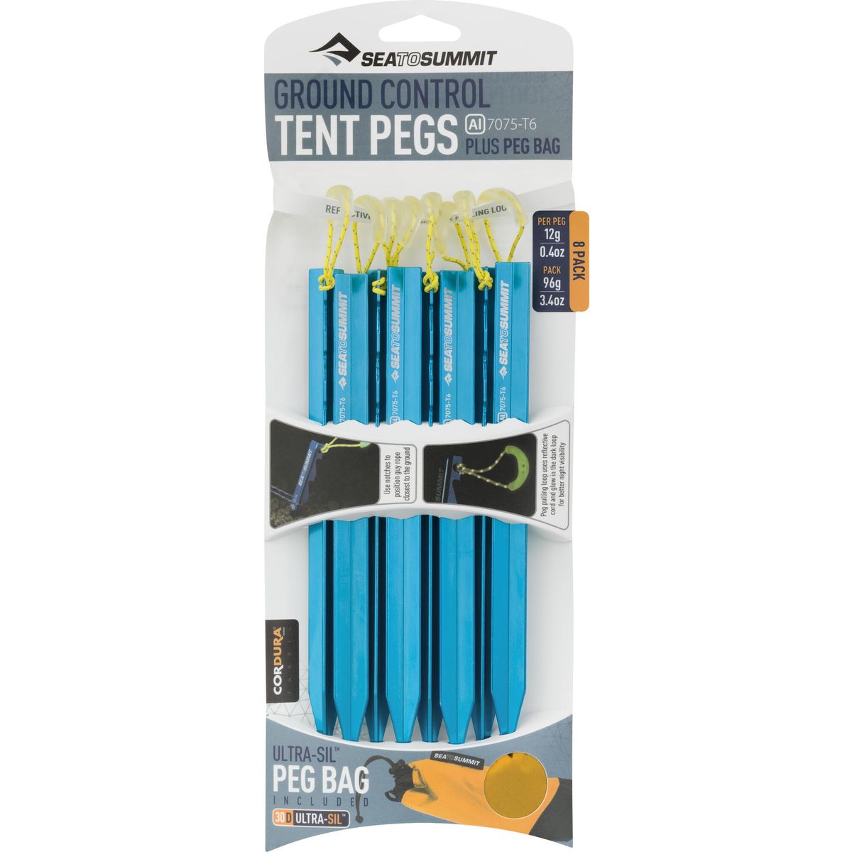 Sea to Summit Ground Control Tent Pegs blue [8 Pack] APEGS8PK