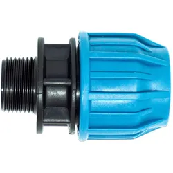Jason Kupplung PP 32 mm x 1 Klemm x Außengewinde 16bar Schwarz/Blau DVGW/KIWA/WRAS/SVGW