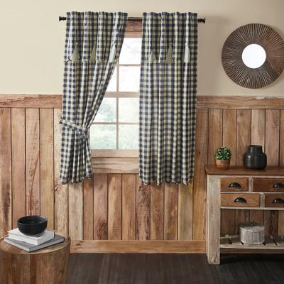 VHC Brands My Country Short Panel with Attached Scalloped Layered Valance Set of 2 63x36