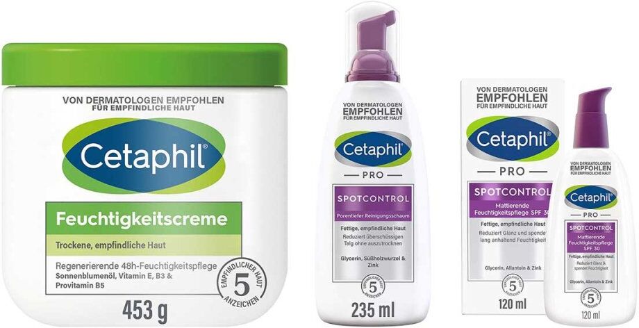 Cetaphil Reinigungsschaum + Feuchtigkeitspflege + Feuchtigkeitsc 1Set