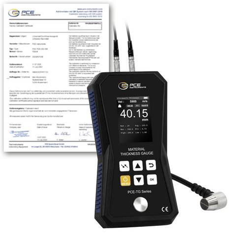 PCE Instruments Materialdickenmessgerät PCE-TG 75A-ICA inkl. ISO-Zertifikat |1 ... 225mm |Sensor 5MHz Ø10mm |Speicher