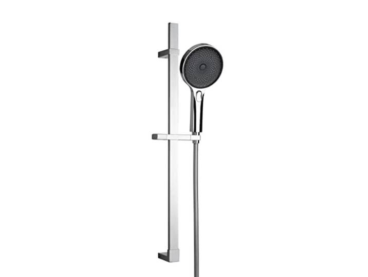 WENKO Brauseset Softwater, Duschstange aus Edelstahl in eckigem Design mit Softwater Duschkopf für mikrofeines Wasser und passendem Duschschlauch, für Durchlauferhitzer geeignet, Chrom