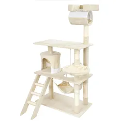 Wiltec Kratzbaum (141 cm, Beige, Weiss), Katzenbaum