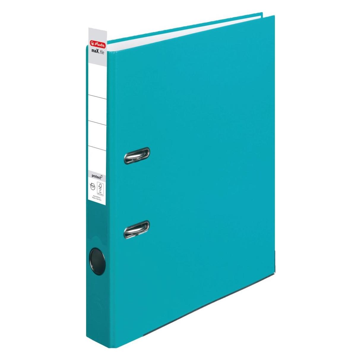 Herlitz Ordner maX.file protect, Rückenbreite: 50 mm, türkis DIN A4, PP-Kunststoffbezug, Kantenschutz, Einst (A4, 50 mm, 1 Stk.) (10200301-002)
