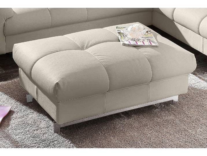 Hocker COTTA Chef , grau, B:100cm H:46cm T:64cm, 100% Echtleder;Softlux-Kunstleder;NaturLeder (echtes Rindsleder);Luxus-Microfaser (100% Polyester), Hocker, Hocker, Hocker mit eleganter Steppung, Bodenfreiheit 12,5 cm