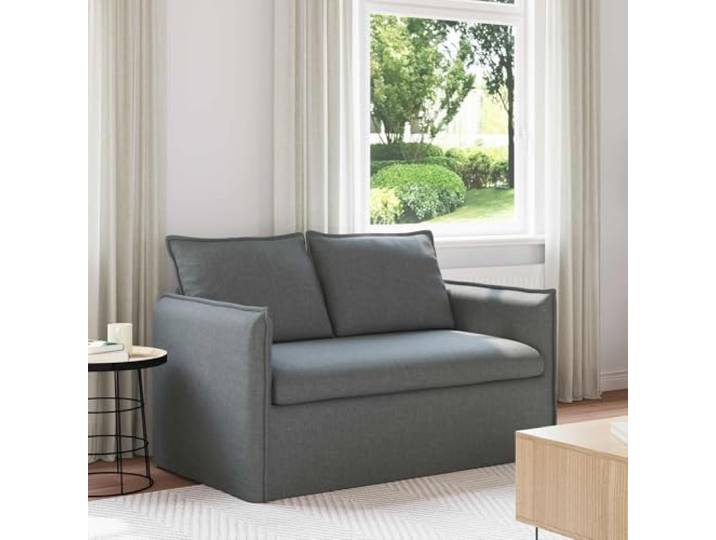 KGHERMDF Sofa Dunkelgrau 136 x 82 x 85 cm Stoff mit Metallrahmen Modular anordenbar, Schaum-Faser-Kissen, Holzwerkstoff-Armlehnen, Kunststofffüße, pflegeleichte Oberfläche