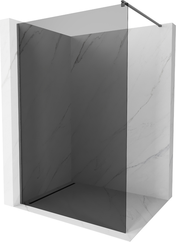 Mexen Kioto Walk-in Duschwand 140x200cm, Graphit, Gun Gray, 8mm