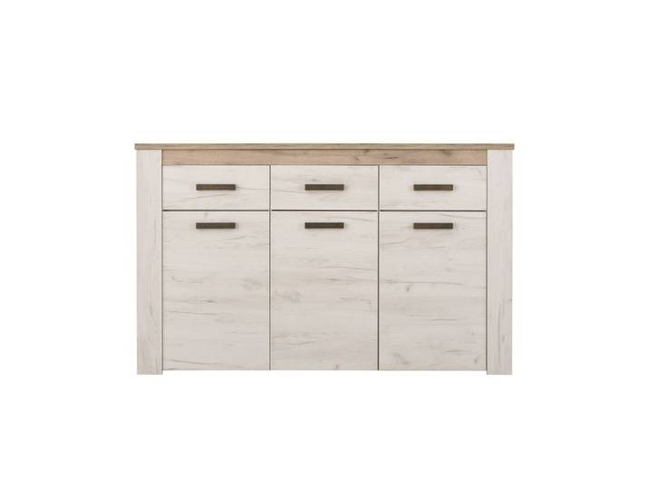 Commode 3 portes 3 tiroirs KENT chêne blanchi