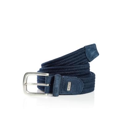 Flechtgürtel MONTI "SANREMO", Herren, Gr. 120, blau, Materialmix, Gürtel, elastisches Flechtband, Rauleder-Details