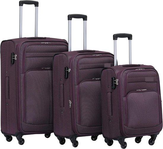 Famanu Reisekoffer Set 7-teilig - Weichgepäck, 4 Rollen, Lila