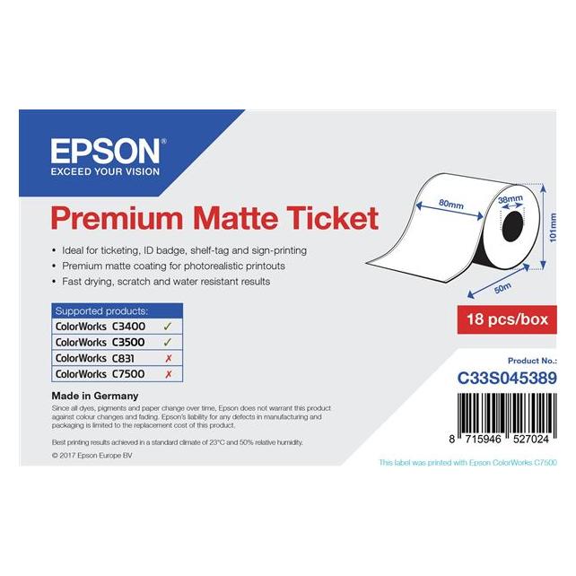 Epson 1roll Premium Matte Ticket (C33S045389)