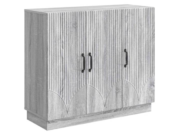 KKgypkn Sideboard Grau Sonoma 89 x 34,5 x 77 cm Holzwerkstoff Vielseitig einsetzbar, einfacher Aufbau zu zweit, stabil und langlebig, viele Fächer und Regale