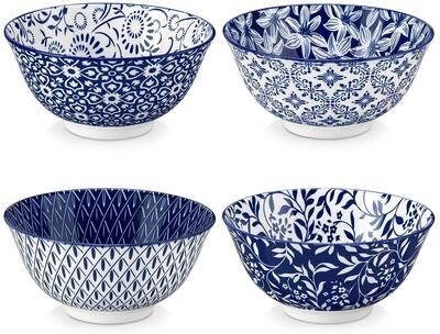 vancasso SELENE Blue Floral Porcelain Coffee Cup, Mug & Bowl Set