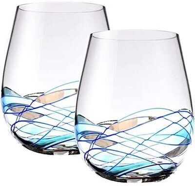 Bezrat Set Of 2 Tumblers With Blue Mosaic Design