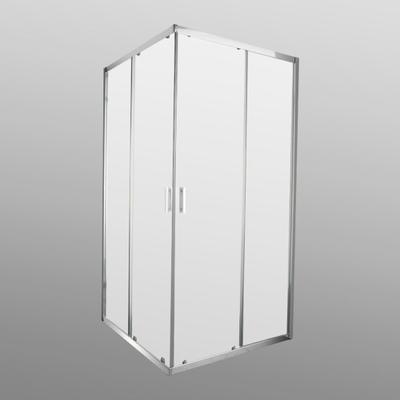 Eckdusche WELLTIME "New Summer", silber (chromfarben, milchglas), B:100cm H:190cm T:100cm, Duschkabinen, verbessertes Rollensystem, hochwertiger Aluminiumrahmen, 6mm ESG