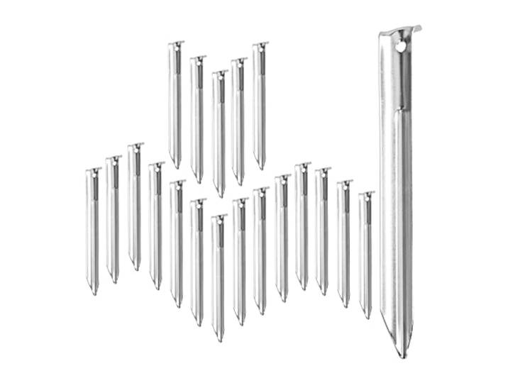 Relaxdays Piquets de Fixation au Sol\, Sardines\, Lot de 20\, avec Trous\, Camping\, 18 cm de Long\, Tente\, Acier\, argenté