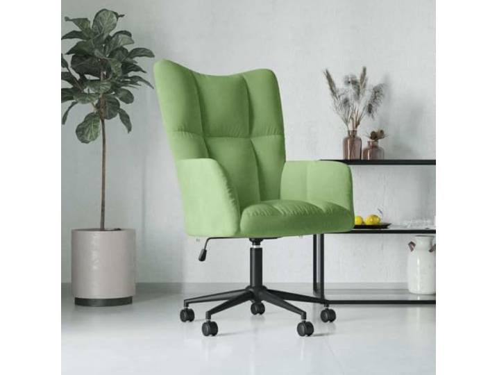 Relaxsessel, Velours, hellgrün, drehbar, mit Höhenverstellung Weicher Samt, gepolsterter Schaumstoff, stabiler Stahlrahmen, flexible Rollen, modernes Design
