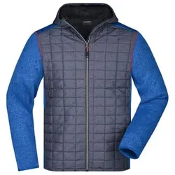 Herren Strickfleece Hybridjacke JN772, königs-blau/anthrazit, Größe XXL - königs-blau/anthrazit - XXL