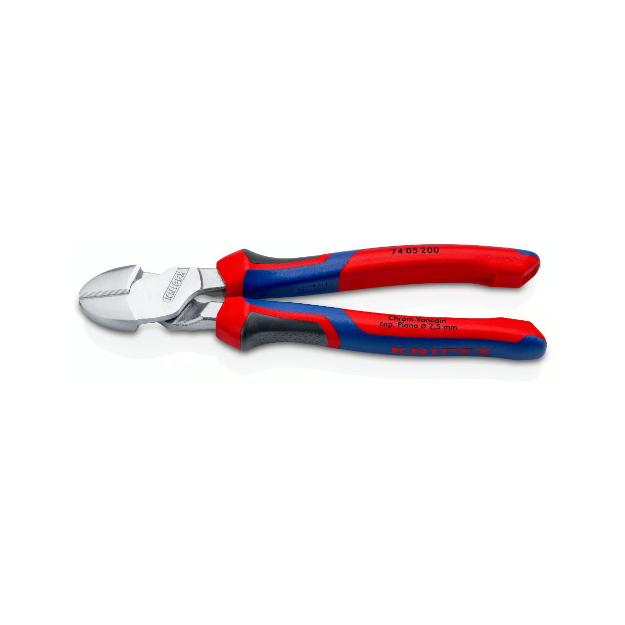 Knipex Kraft-Seitenschneider 74 05 200 (rot/blau, Länge 200mm, mit KNIPEXtend-Schnittstellen)