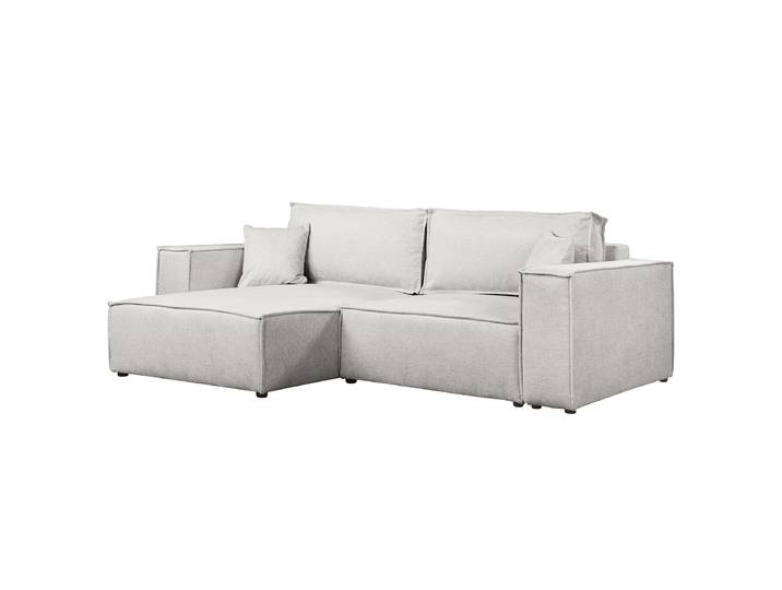 Canapé d’angle convertible 255 cm Gris/Gris lumineux Tissu Aranja 255 x 70 x 148cm Méridienne courte montable des deux côtés Avec fonction