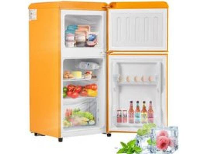 Réfrigérateur rétro - LANGTU - 60 L - 2 portes - Congélateur haut - 46 dB - Jaune