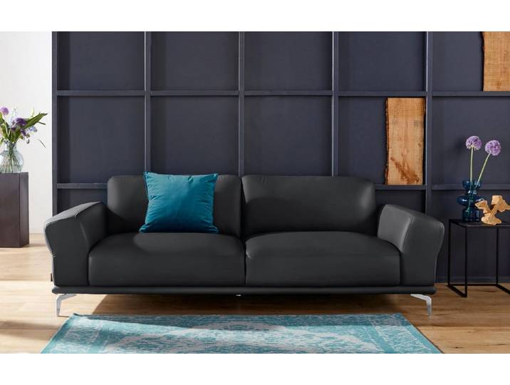 W.SCHILLIG 2,5-Sitzer montanaa bequem, Federkernunterfederung, elegant & edel, mit Metallfüßen in Chrom glänzend, Breite 232 cm