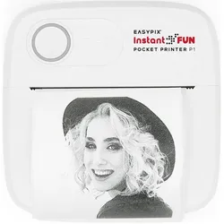 Easypix InstantFUN Pocket Printer P1 (Thermodirekt, Schwarz-Weiss), Drucker, Weiss