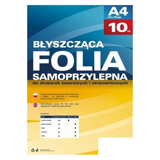 Argo S.A. Glänzende Polyesterfolie mit A4-Kleber, 10 Stück (434020) (434020)