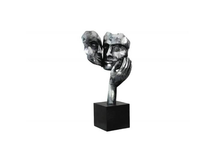 Sculpture - COUPLE ETREINTE ARGENT - Métal - 38 cm x 30 cm x 75 cm - Design Contemporain - Objet Décoratif