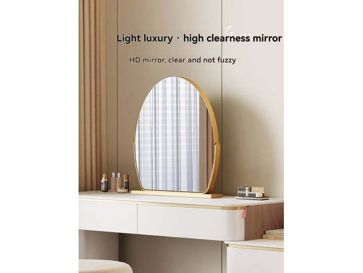 Miroir de Maquillage Elliptique Haute Définition, Miroir de Maquillage Rotatif de Bureau, Miroir de Coiffeuse, Miroir de Coiffeuse de Luxe Léger pour Chambre à Coucher