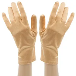 Satin-Handschuhe, gold, 23 cm