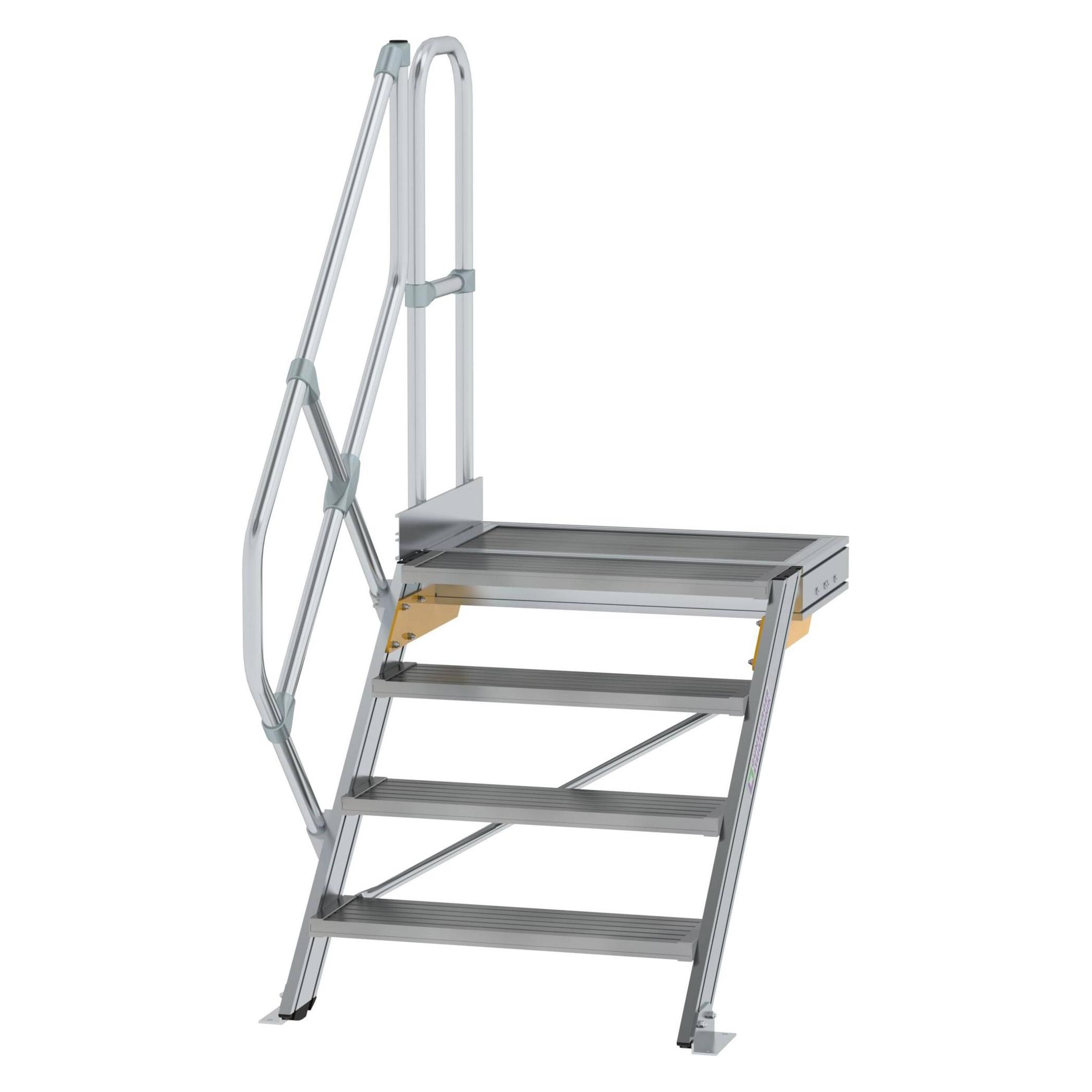 Munk Treppe mit Plattform 45° Stufenbreite 800 mm 4 Stufen Aluminium geriffelt (Gerüst, 152 cm) (600444)