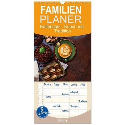 Familienplaner 2026 - Kaffeesatz - Kunst und Tradition mit 5 Spalten (Wandkalender, 21 x 45 cm) CALVENDO