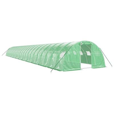 Helloshop26 - Gewächshauszelt für Pflanzen Blumen und Gemüse mit Stahlrahmen 96 m² 24 x 4 x 2 m grün 02_0044646