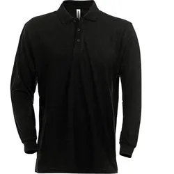 Langarm Polo-Shirt "1722 PIQ" - M - schwarz