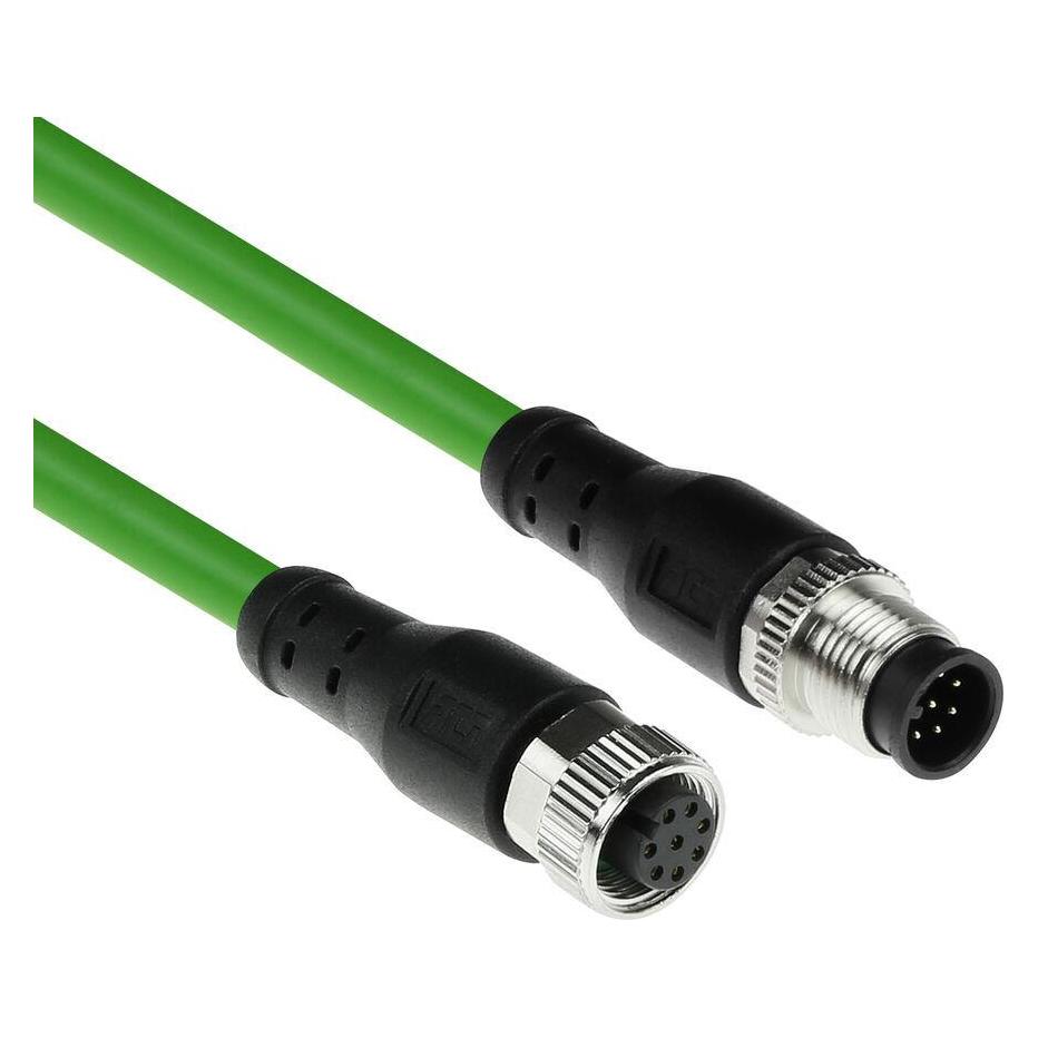 ACT Industrial 1.50 meters Sensor cable M12A 8-pin male to M12A 8-pin female, Ultraflex TPE cable, shiel (SC3801)