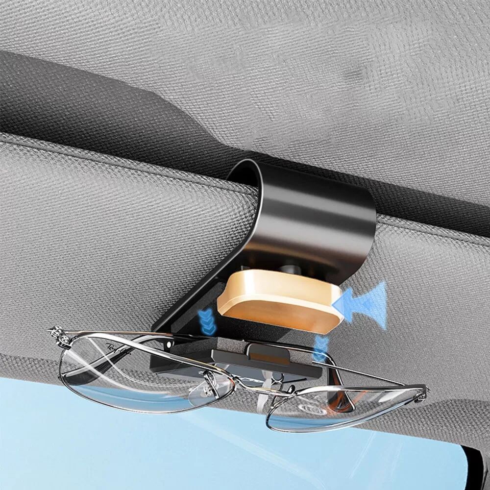 INF Schwarz-Goldener Auto-Brillenhalter aus Edelstahl - Sonnenblendenclip