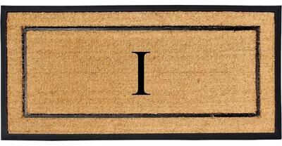 A1 Home Collections Natural Coir & Rubber Large Monogrammed Door Mat