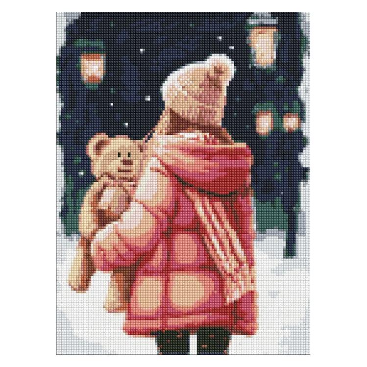 Ideyka Diamant Mosaik - Auf einem Winterspaziergang mit holografischen Strasssteinen (AB) (AMO7784)