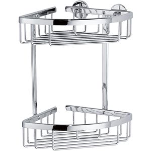 Tesa Duschablage Aluxx 40205, verchromt, zum Kleben, Eckregal, aus Aluminium, 17 x 26 cm
